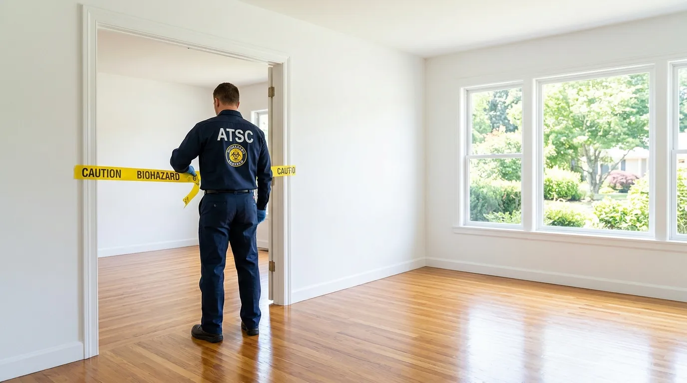 Certified biohazard cleanup crew performing Decomposition Cleanup in Clinton